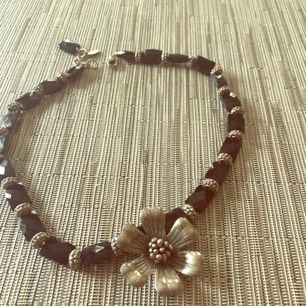 Black and silver statement necklace